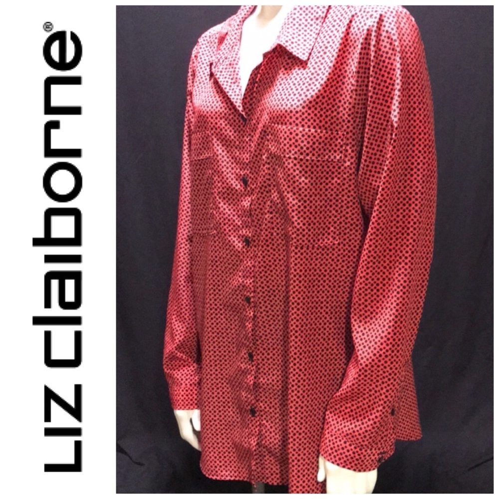 Liz Claiborne silky polka dot blouse